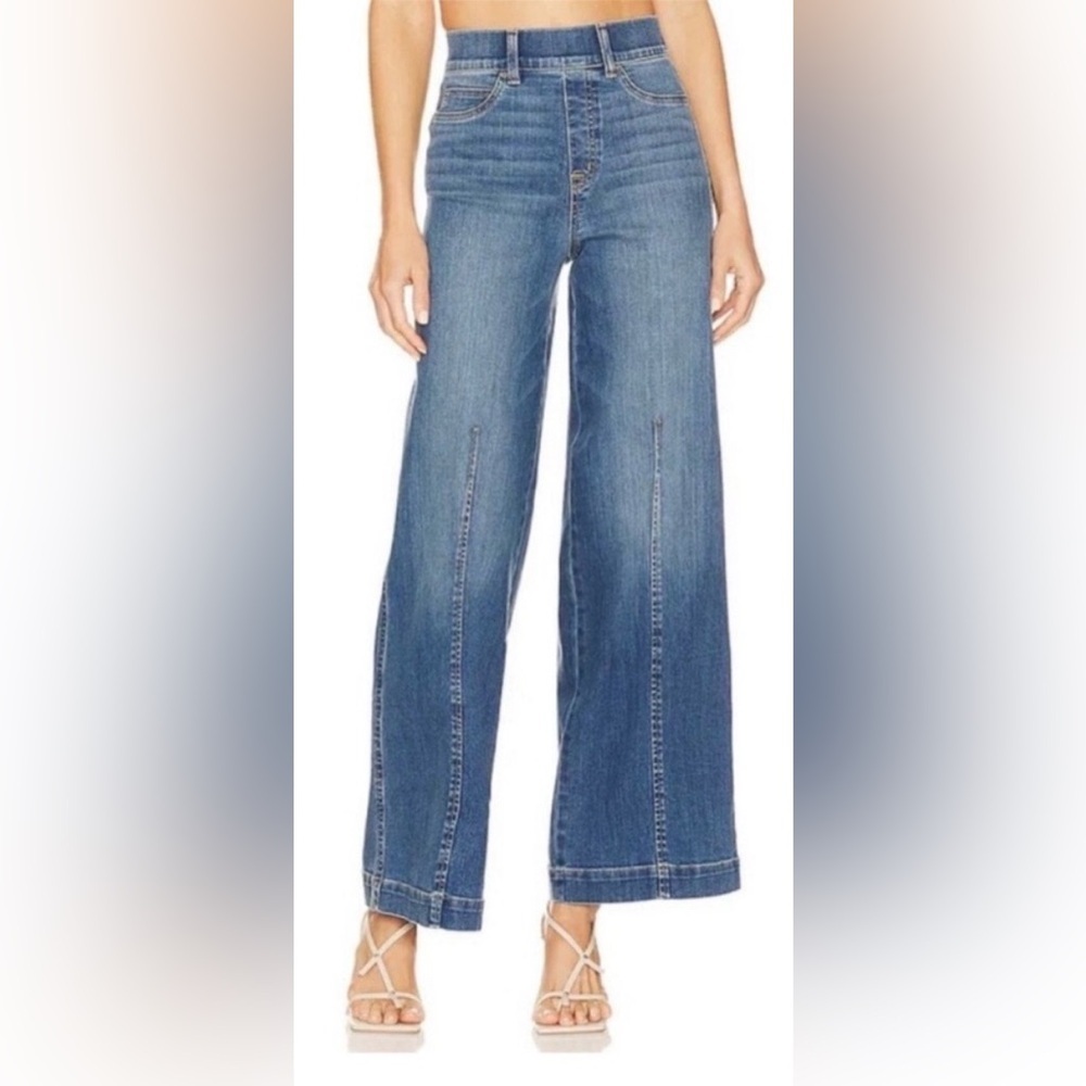SPANX Wide Leg Front Seam Jean in Indigo Blue Size Medium